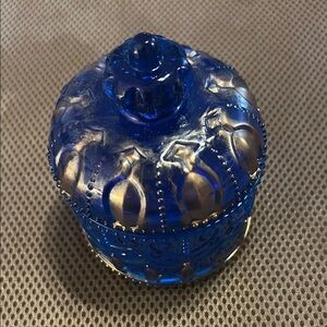 Blue and Gold Decorative Resin Trinket Jar